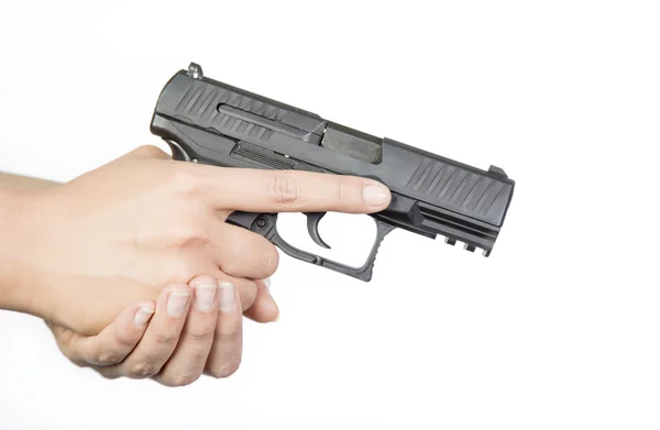 Ready to fire with handgun — Stock Photo, Image