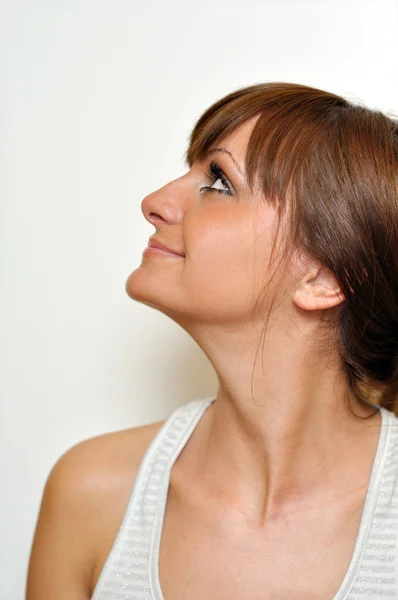 Beautiful girl looking up — Stock Photo, Image