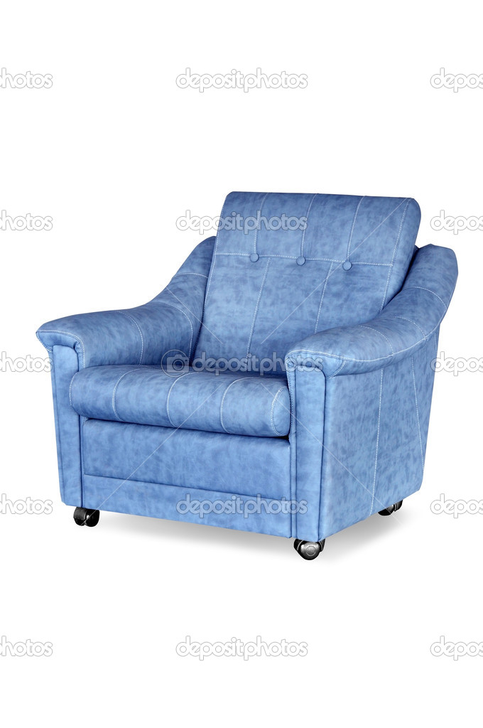 Blue Leather Armchair Stock Photo By, Blue Leather Armchair