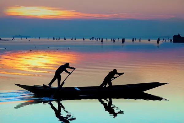 Silhueta do pôr-do-sol Veneza — Fotografia de Stock