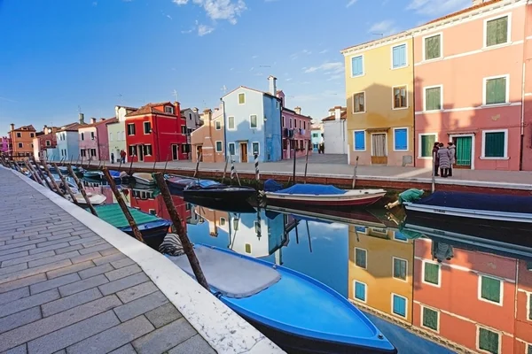 Burano i colori degli edifici Fotografia Stock