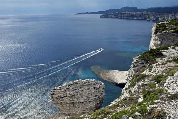 Les falaises blanches de Bonifacio en Corse Images De Stock Libres De Droits