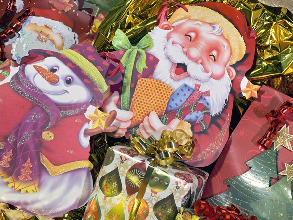 Silhouette du Père Noël avec des paquets de Noël Photos De Stock Libres De Droits