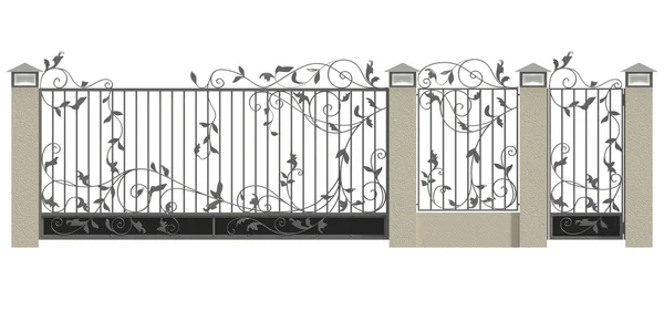 Forged gate, wicket and fence — Stock Photo, Image