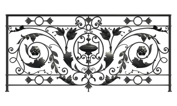 白い背景上に分離されて黒鍛造装飾的な格子 — ストック写真