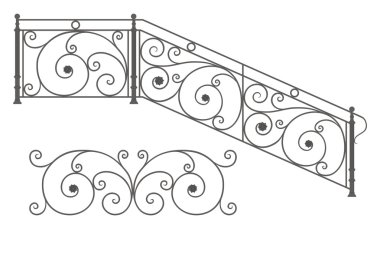 Vector wrought iron modular railings and fences clipart