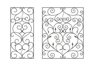 Wrought iron modules, usable as fences, railings, window grilles clipart