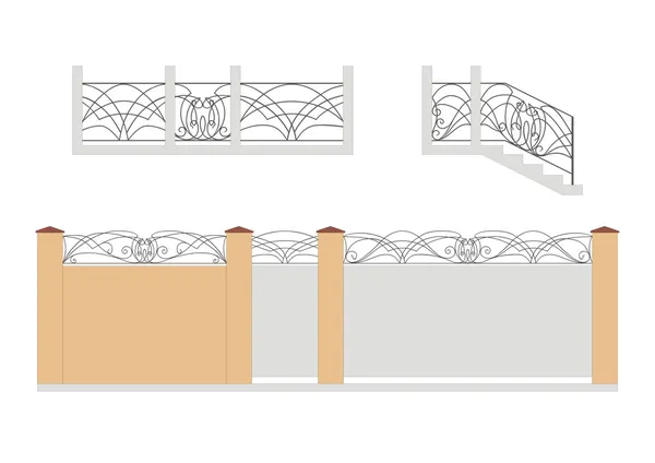 Puerta, wicket, escalera y valla — Vector de stock