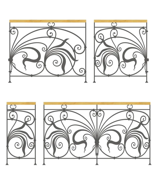 Vector barandillas modulares de hierro forjado y vallas — Vector de stock