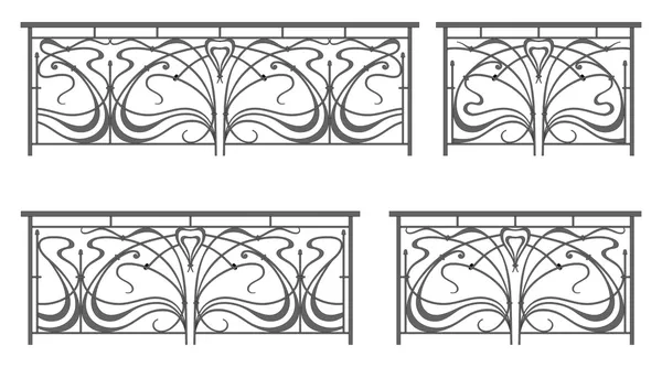 Vector set: wrought iron fence and grilles — Stock Vector