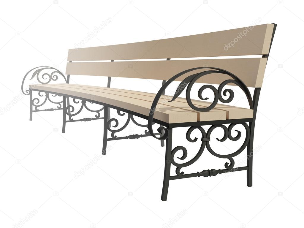 Wooden bench on twisted legs separately on a white background