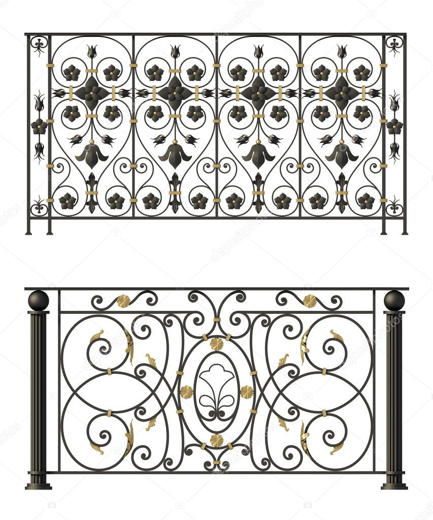 Iron fences with flowers and leaves