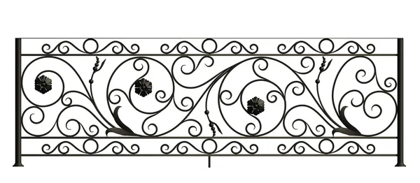 Iron fence with flowers and leaves — Stock Photo, Image