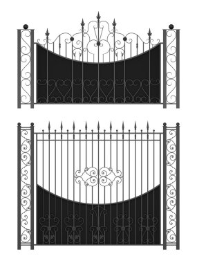 Forged fences isolated on white background clipart