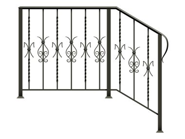 Beyaz arka plan üzerinde izole Ferforje merdiven korkuluk