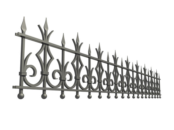 Forged fence isolated on white background