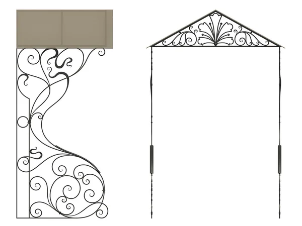 Кованый железный навес изолирован на белом фоне — стоковое фото
