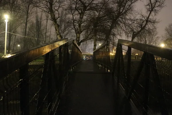 Reflecties Lichten Aan Rivier Nachts — Stockfoto