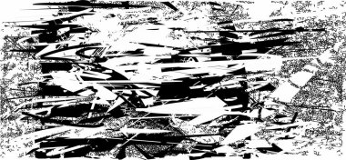 Siyah beyaz desenli sıkıntılı bir arka plan. Noktalar, lekeler, çizikler ve çizgiler. Soyut resimleme.