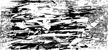 Siyah beyaz desenli sıkıntılı bir arka plan. Noktalar, lekeler, çizikler ve çizgiler. Soyut resimleme.