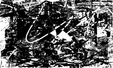 Siyah beyaz desenli sıkıntılı bir arka plan. Noktalar, lekeler, çizikler ve çizgiler. Soyut resimleme.