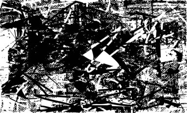 Siyah beyaz desenli sıkıntılı bir arka plan. Noktalar, lekeler, çizikler ve çizgiler. Soyut resimleme.