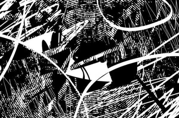 Тревожный Фон Черно Белой Текстуре Точками Пятнами Царапинами Линиями Абстрактная — стоковое фото