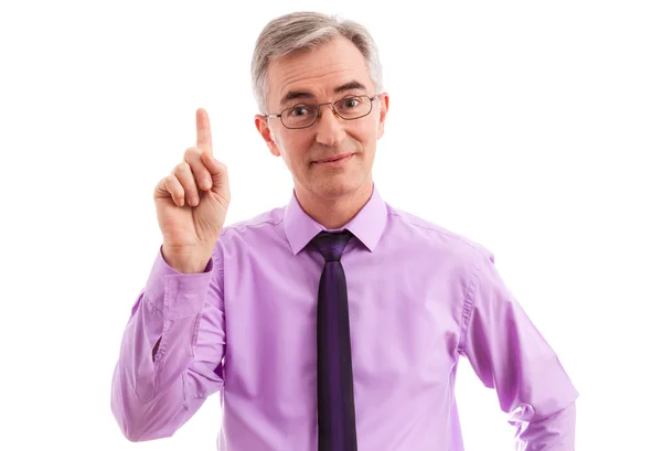 Business man pointing finger up — Stock Photo, Image