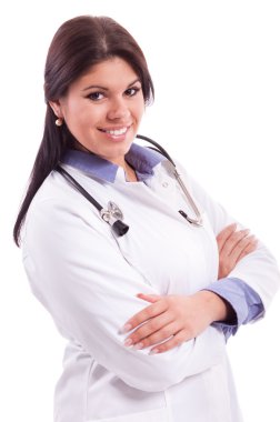 Siyah saçlı kadın doktor