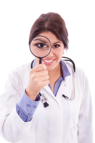 Nurse looking through the lens — Stock Photo, Image