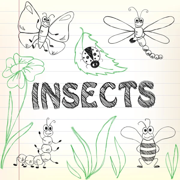 Doodles έντομα — Διανυσματικό Αρχείο