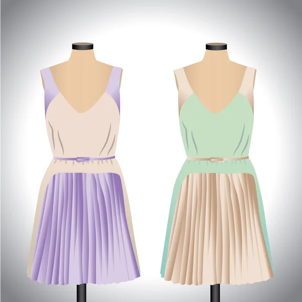 Vestidos retro en formas corporales — Vector de stock