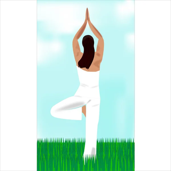 The girl meditates and practices yoga zen — Stock Vector