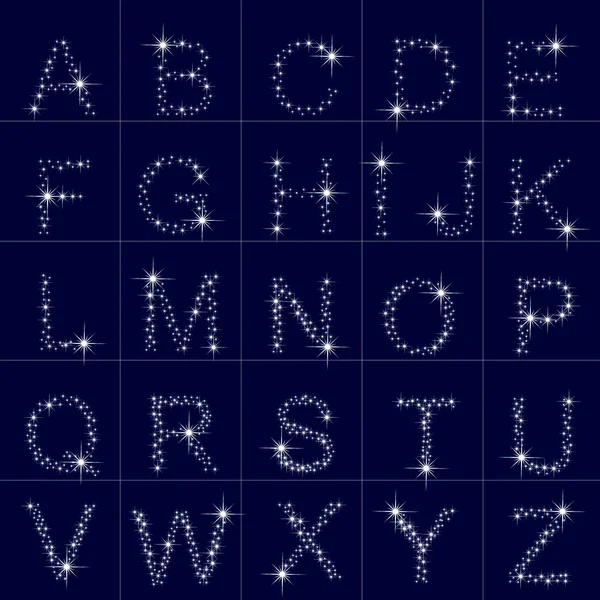 A-Z alfabeto de las estrellas, letra — Archivo Imágenes Vectoriales