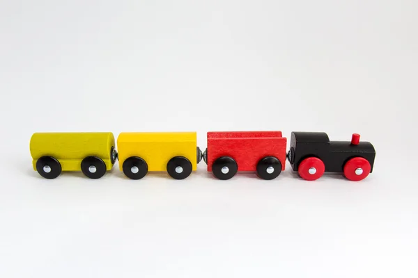 Wooden toy train on white background — Stock Photo, Image