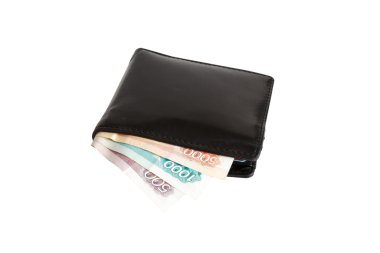 izole Rus ruble banknotların bir cüzdan