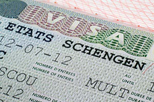 Schengen visa in passport — Stock Photo, Image