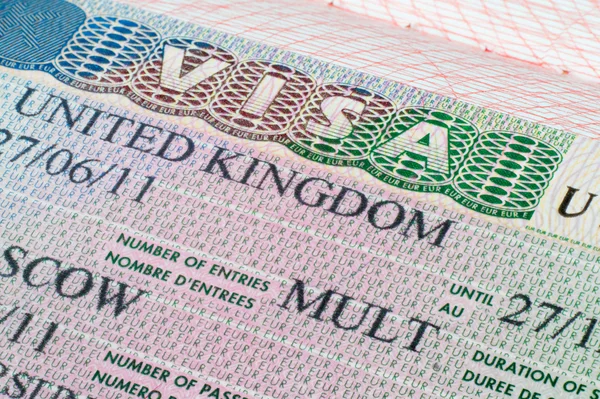 United Kingdom visa in passport — Stock Photo, Image