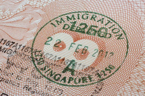Szingapúr bevándorlási bélyegző — Stock Fotó