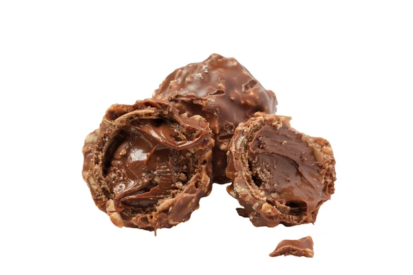 ナッツ、プラリネと孤立したチョコレート菓子 ロイヤリティフリーのストック写真