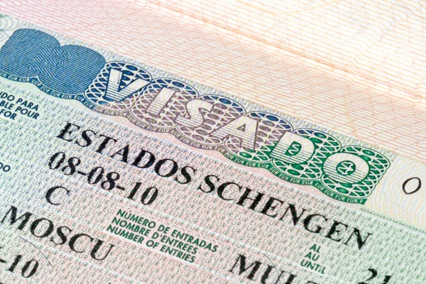 Schengener Visum im Pass — Stockfoto