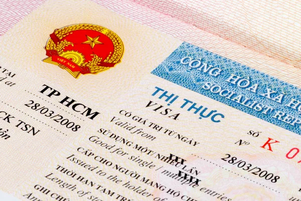 Wietnam wiza w paszporcie — Zdjęcie stockowe