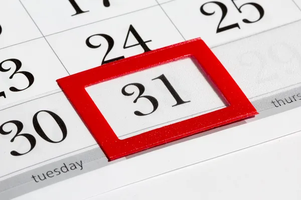 Página do calendário com a última data do mês selecionada — Fotografia de Stock