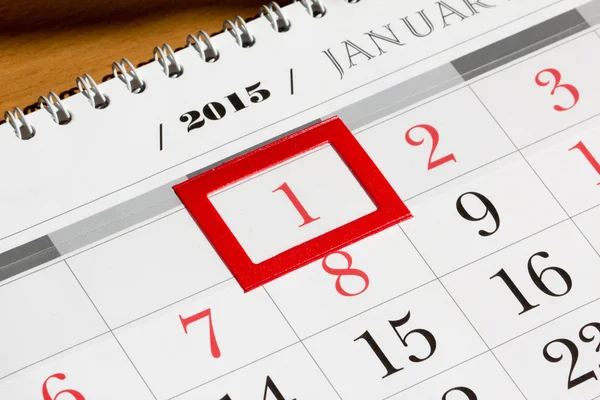 Сторінка календаря з вибраним 1 січня 2015 року — стокове фото