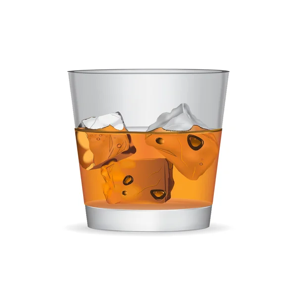 Glass of whiskey with ice — Stock Vector