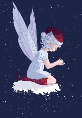 Fairy catching snow clipart