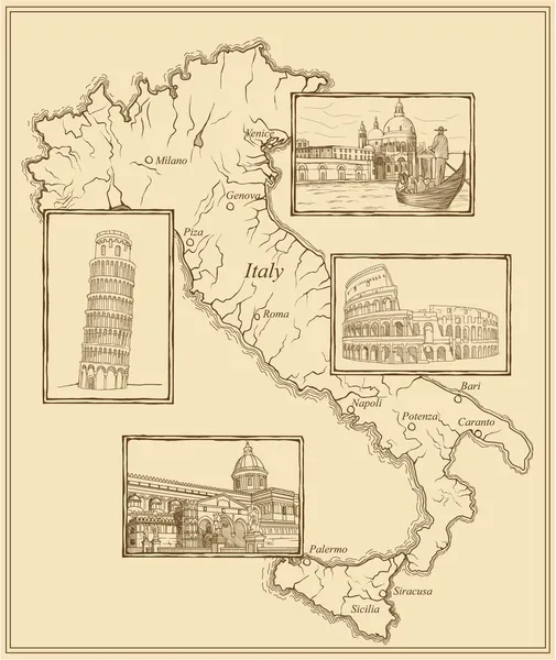 Włochy Mapa — Wektor stockowy