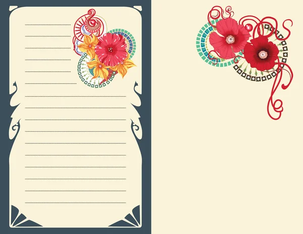 Carte fleur de pavot — Image vectorielle
