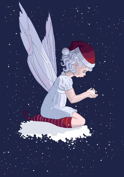 Fairy catching snow — Stock Vector
