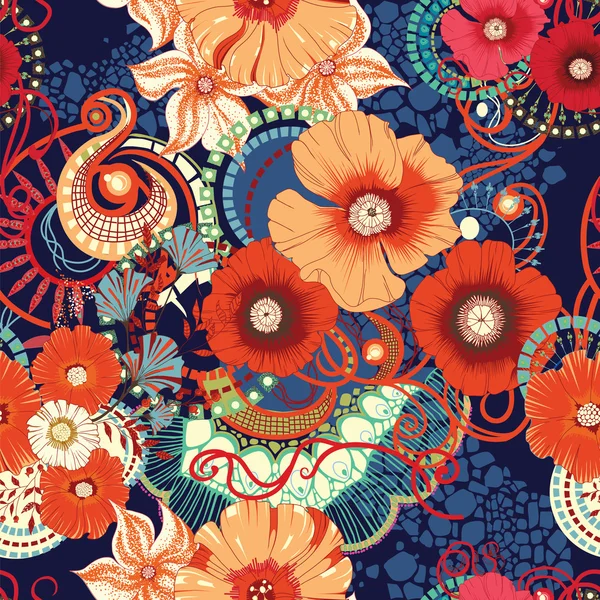Poppy pattern — Stock Illustration Poppy pattern Royalty Free Stock Vectors
